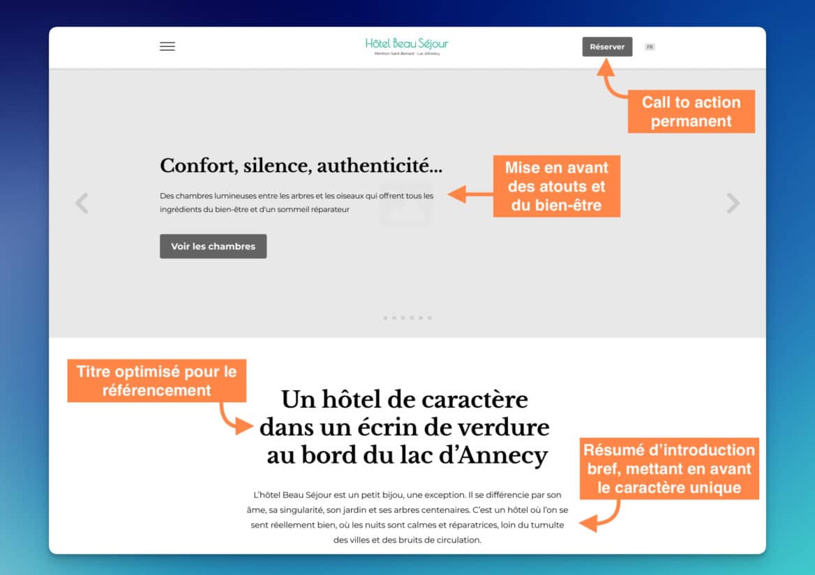 Capture d'écran d'une maquette de page avec les textes insérer directement dedans - Processus de création de sites web à forte conversion